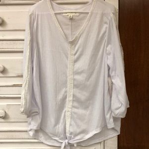 White Tie-Front Blouse